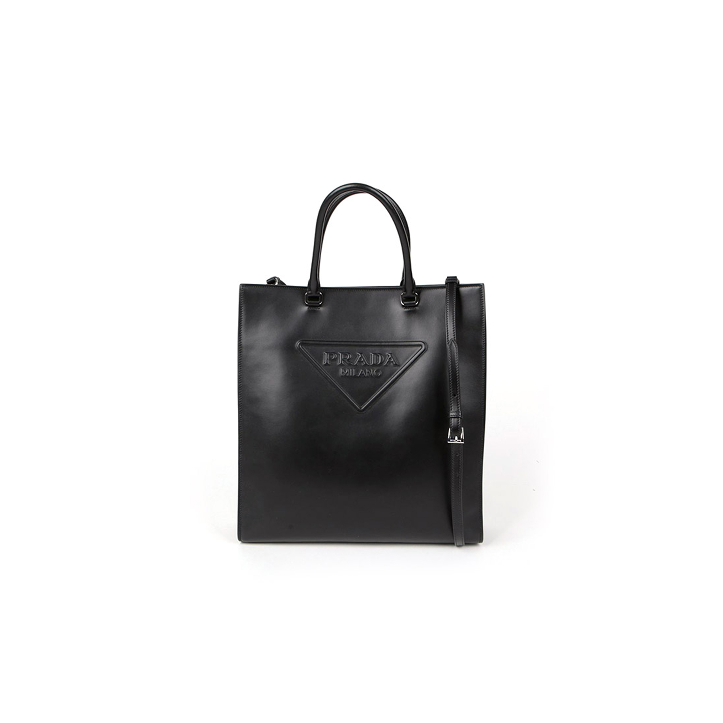 Pra*a triangle embossed logo tote shoulder bag 2vg084 (37*37*9cm)